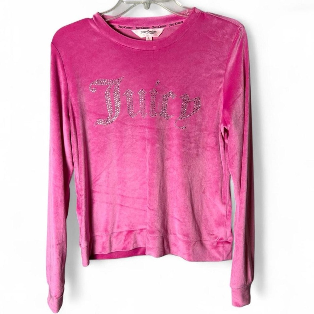 Juicy Couture Hot Pink Small Velour Rhinestone Sweatshirt